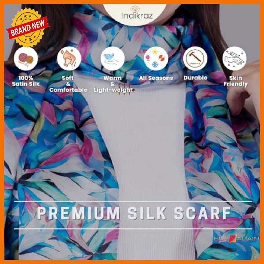 Premium Satin Silk Long Scarf 63x22 Lightweight Stole Headwrap Gift - Picture 4 of 8